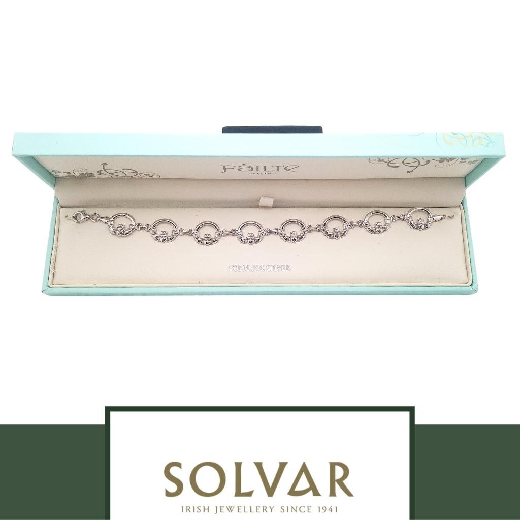 Sterling Silver Claddagh Link Bracelet