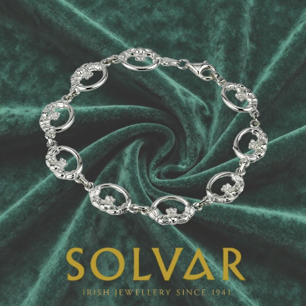 Sterling Silver Claddagh Link Bracelet