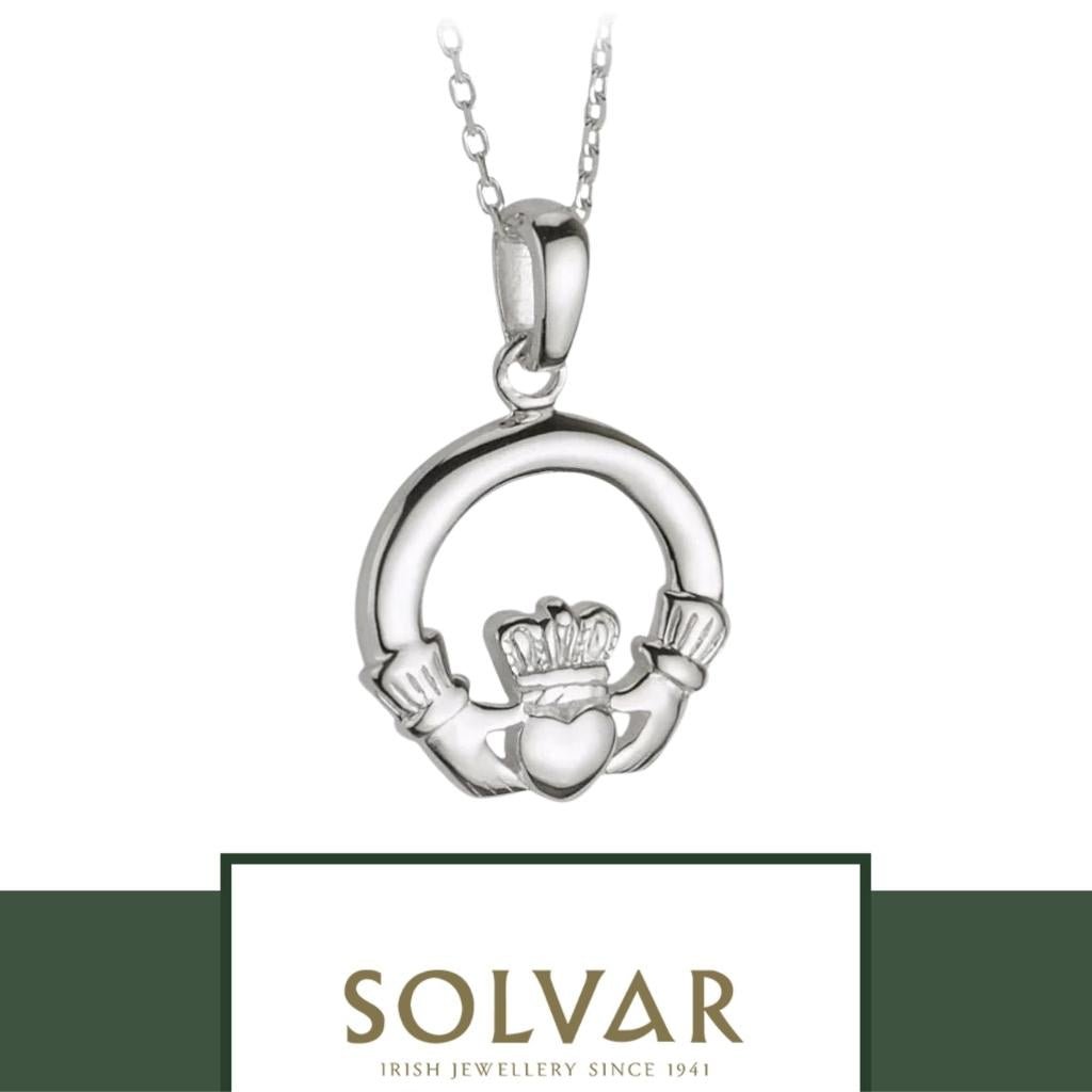 Sterling Silver Claddagh Necklace- Small