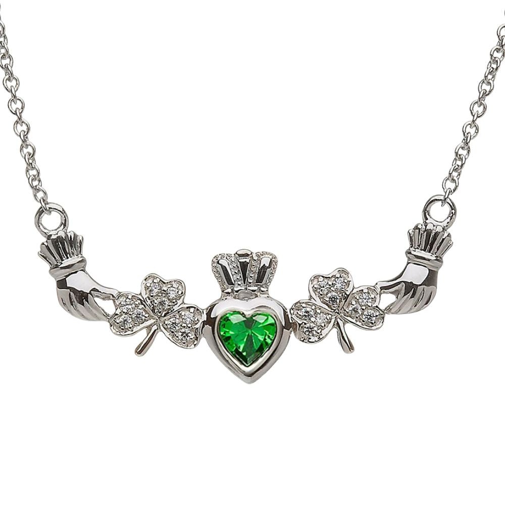 Sterling Silver Claddagh Shamrock Necklace - The Celtic Gift Store - Necklaces