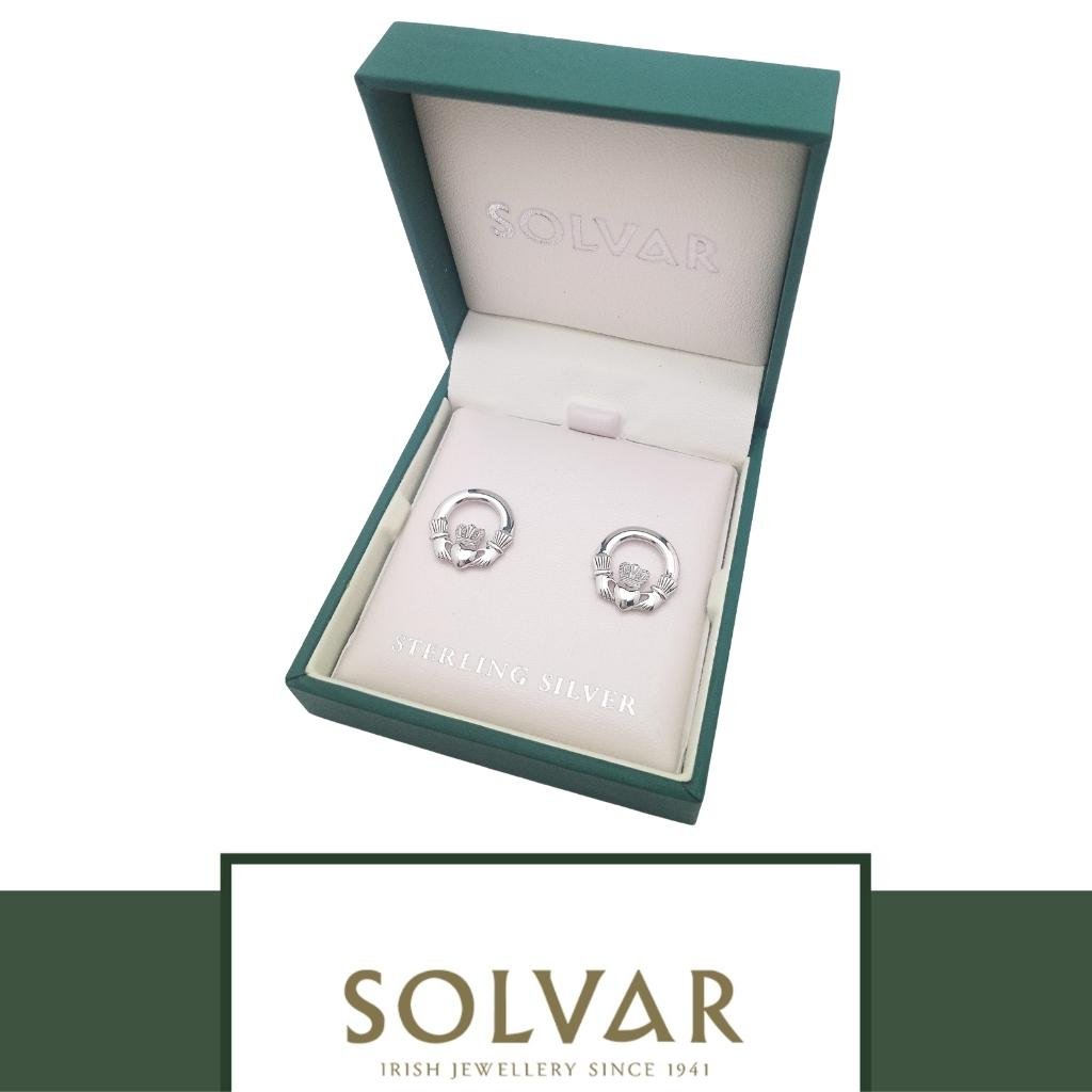 Sterling Silver Claddagh Stud Earrings