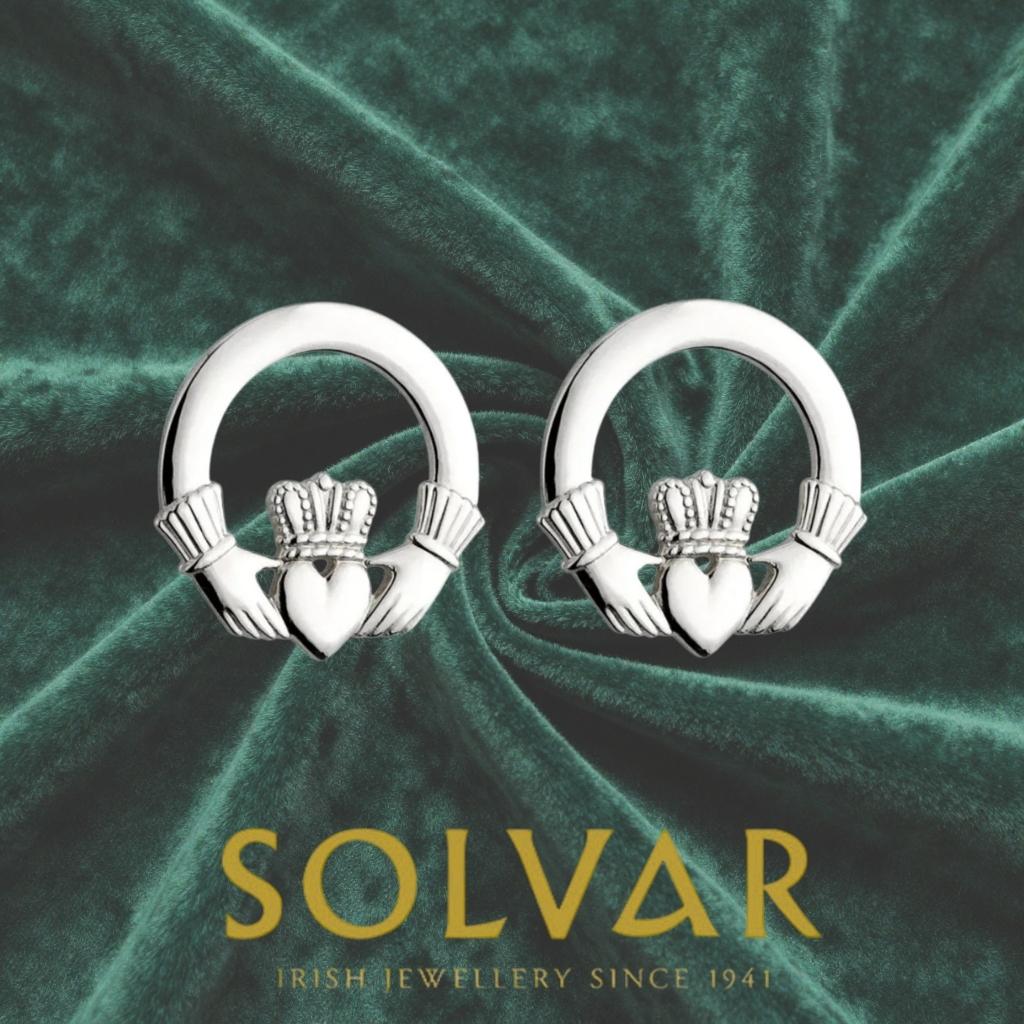 Sterling Silver Claddagh Stud Earrings