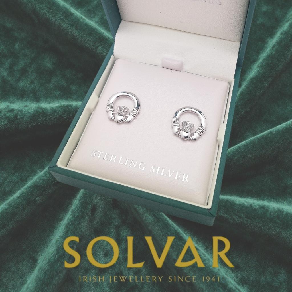 Sterling Silver Claddagh Stud Earrings