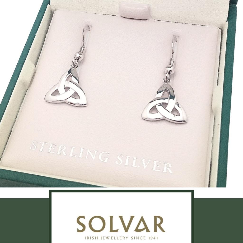 Sterling Silver Classic Trinity Knot Drop Earrings