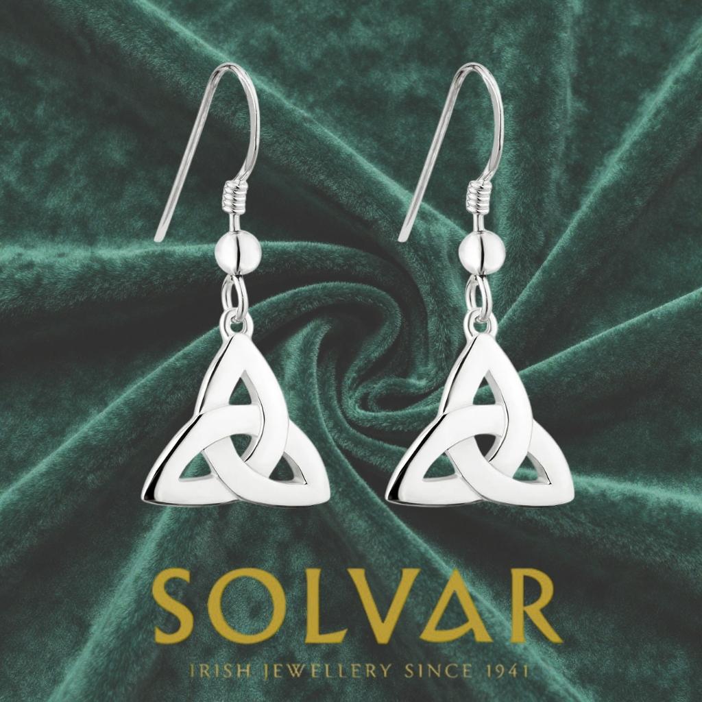 Sterling Silver Classic Trinity Knot Drop Earrings