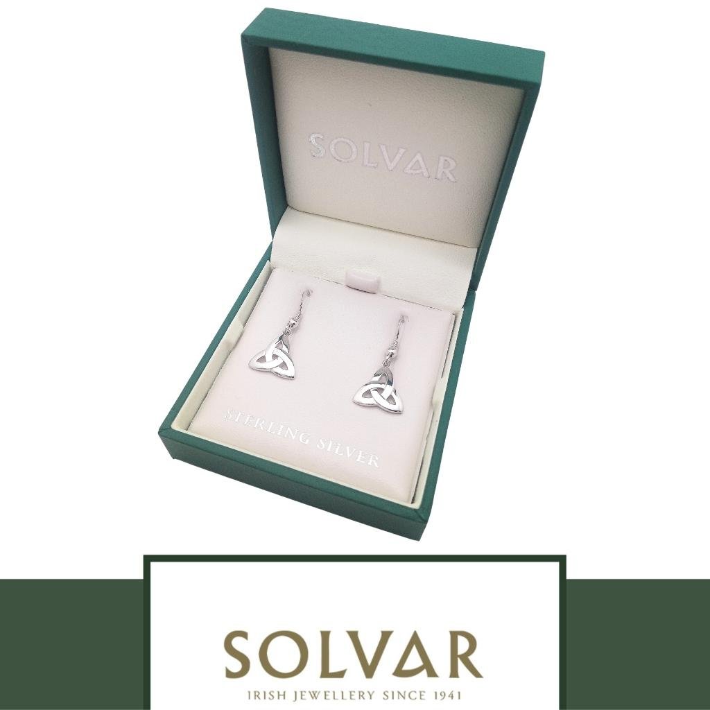 Sterling Silver Classic Trinity Knot Drop Earrings