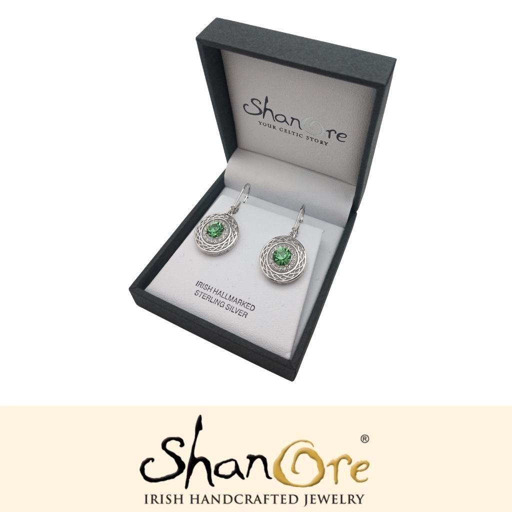 Sterling Silver Crystal Adorned Celtic Knot Halo Earrings