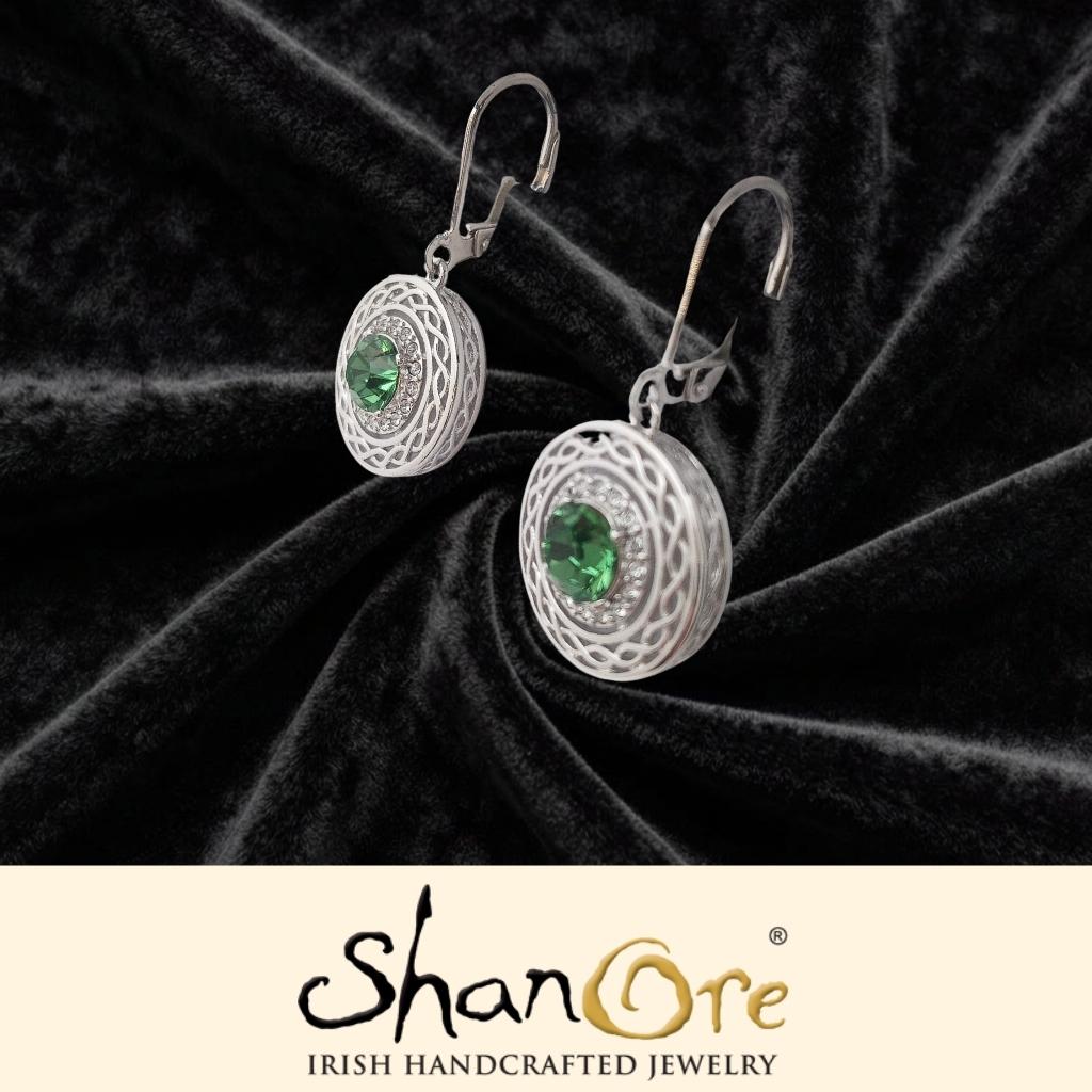 Sterling Silver Crystal Adorned Celtic Knot Halo Earrings