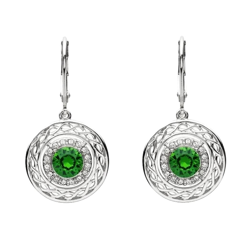 Sterling Silver Crystal Adorned Celtic Knot Halo Earrings