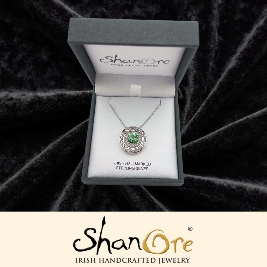 Sterling Silver Crystal Adorned Celtic Knot Halo Necklace