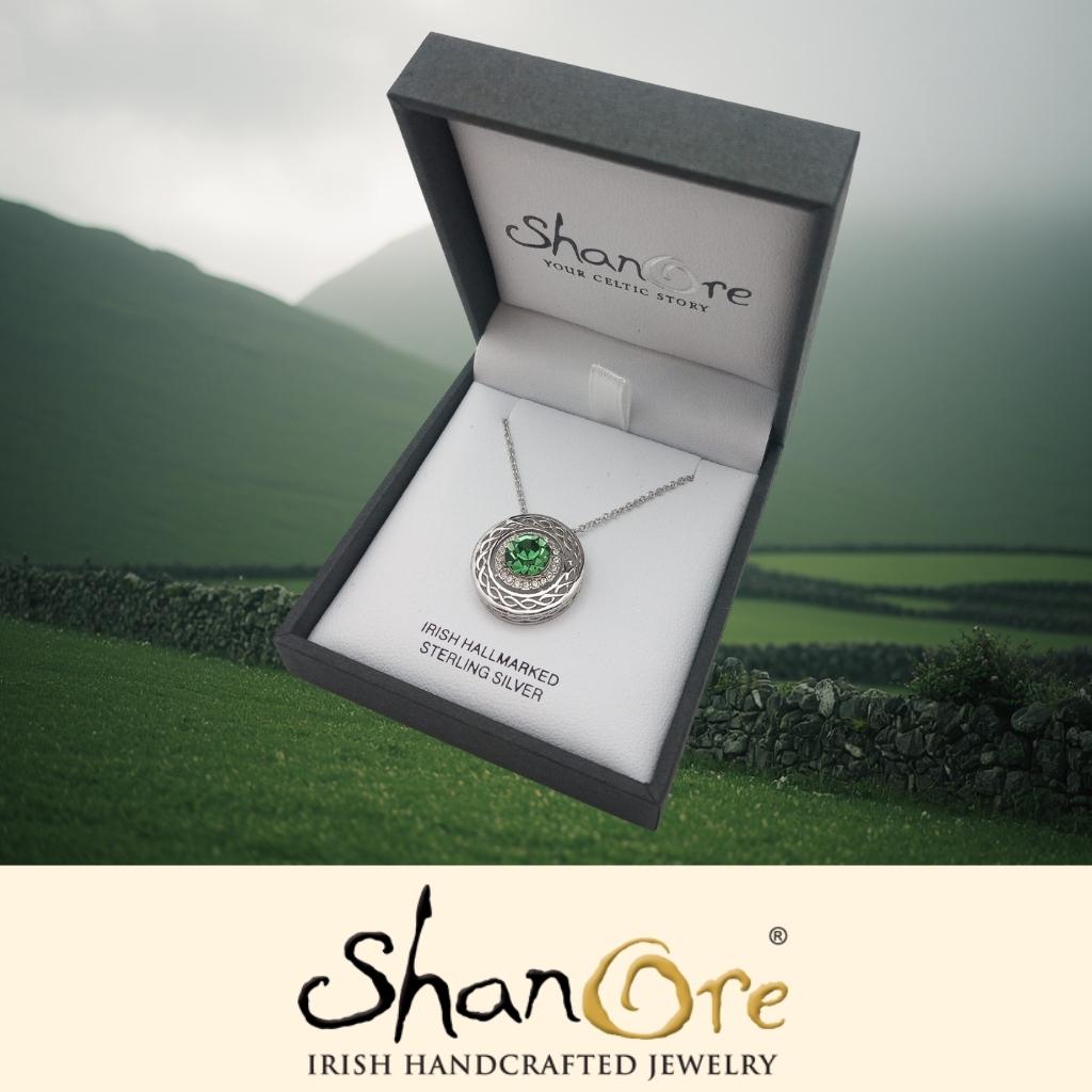 Sterling Silver Crystal Adorned Celtic Knot Halo Necklace