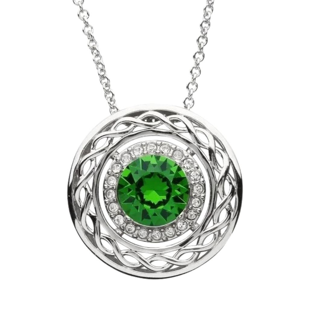 Sterling Silver Crystal Adorned Celtic Knot Halo Necklace