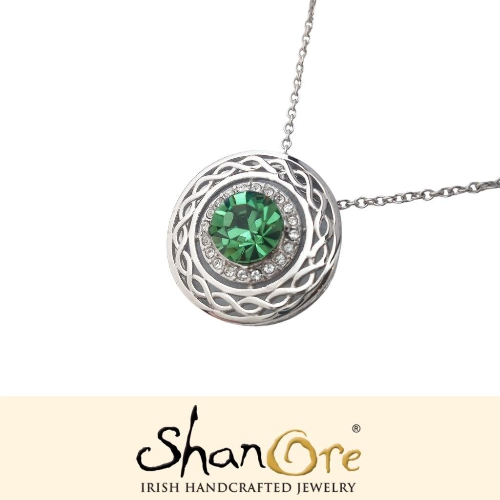 Sterling Silver Crystal Adorned Celtic Knot Halo Necklace