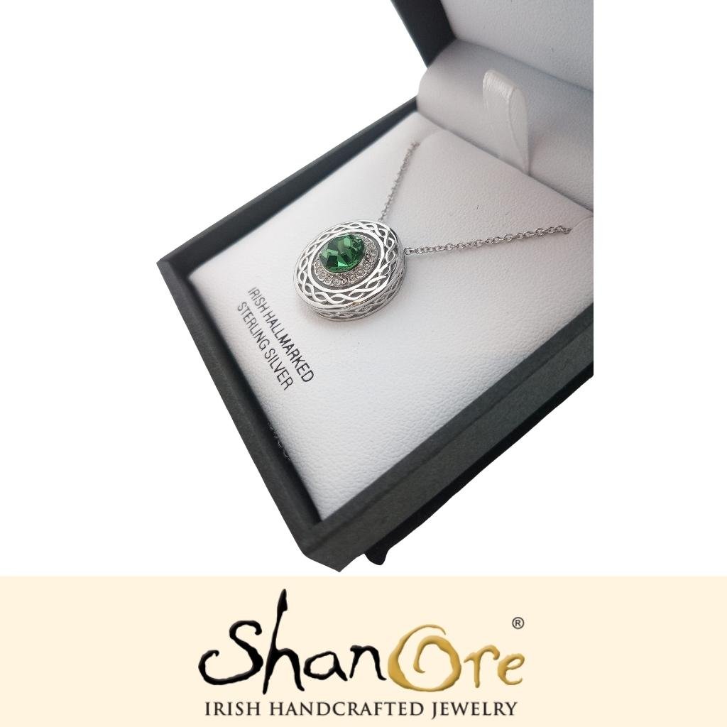 Sterling Silver Crystal Adorned Celtic Knot Halo Necklace