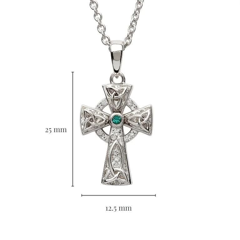 Sterling Silver Crystal Adorned Trinity Knot Celtic Cross Necklace - The Celtic Gift Store - Necklaces