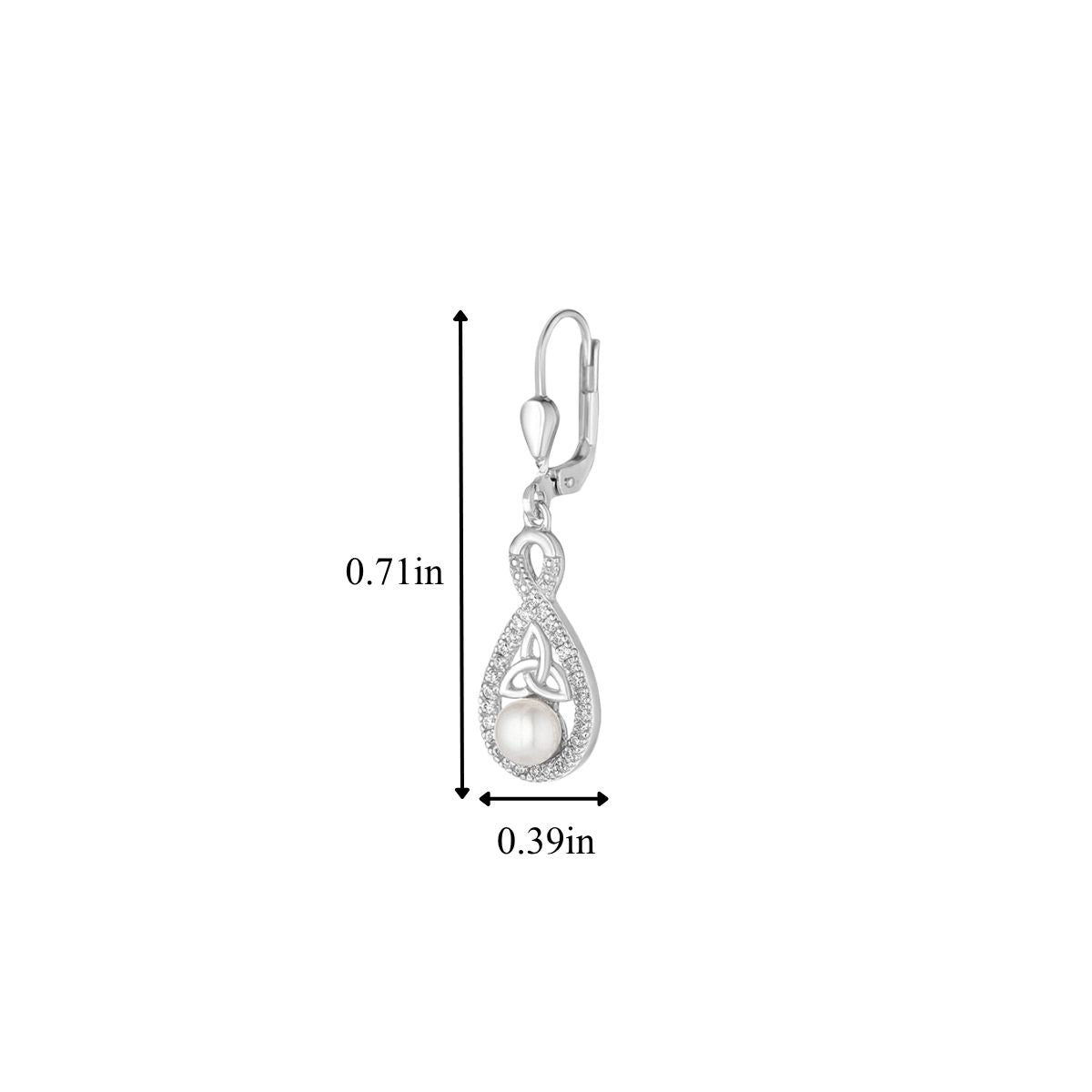 Sterling Silver Crystal & Pearl Twisted Trinity Knot Earrings