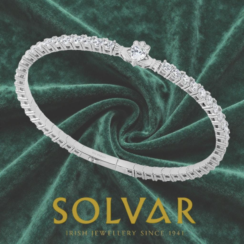 Sterling Silver CZ Claddagh Tennis Bracelet