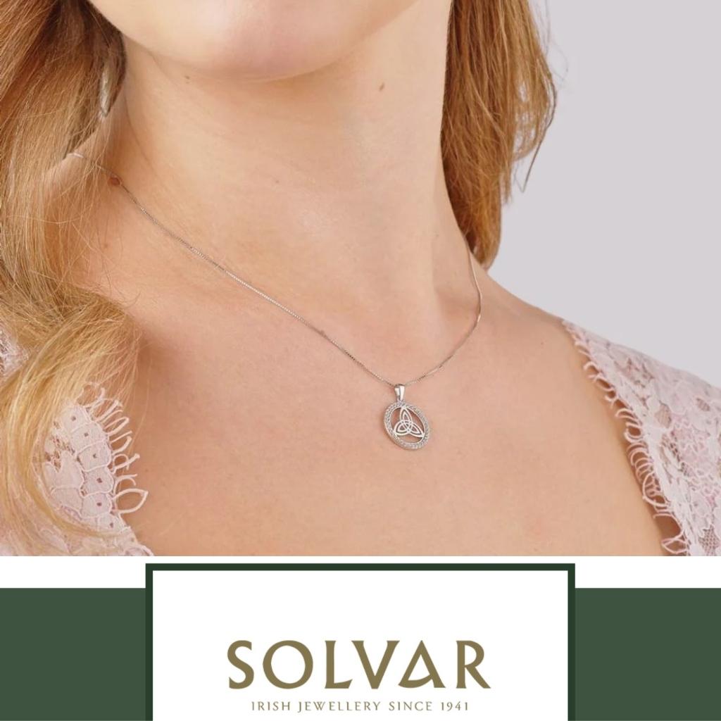 Sterling Silver CZ Round Trinity Knot Necklace