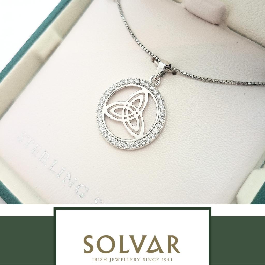 Sterling Silver CZ Round Trinity Knot Necklace