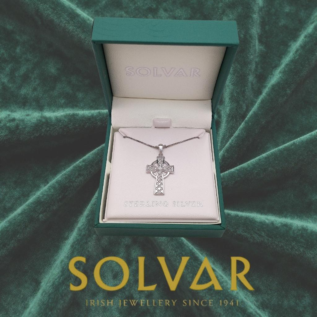 Sterling Silver Embossed Celtic Cross Necklace by Solvar Jewelry - Necklaces