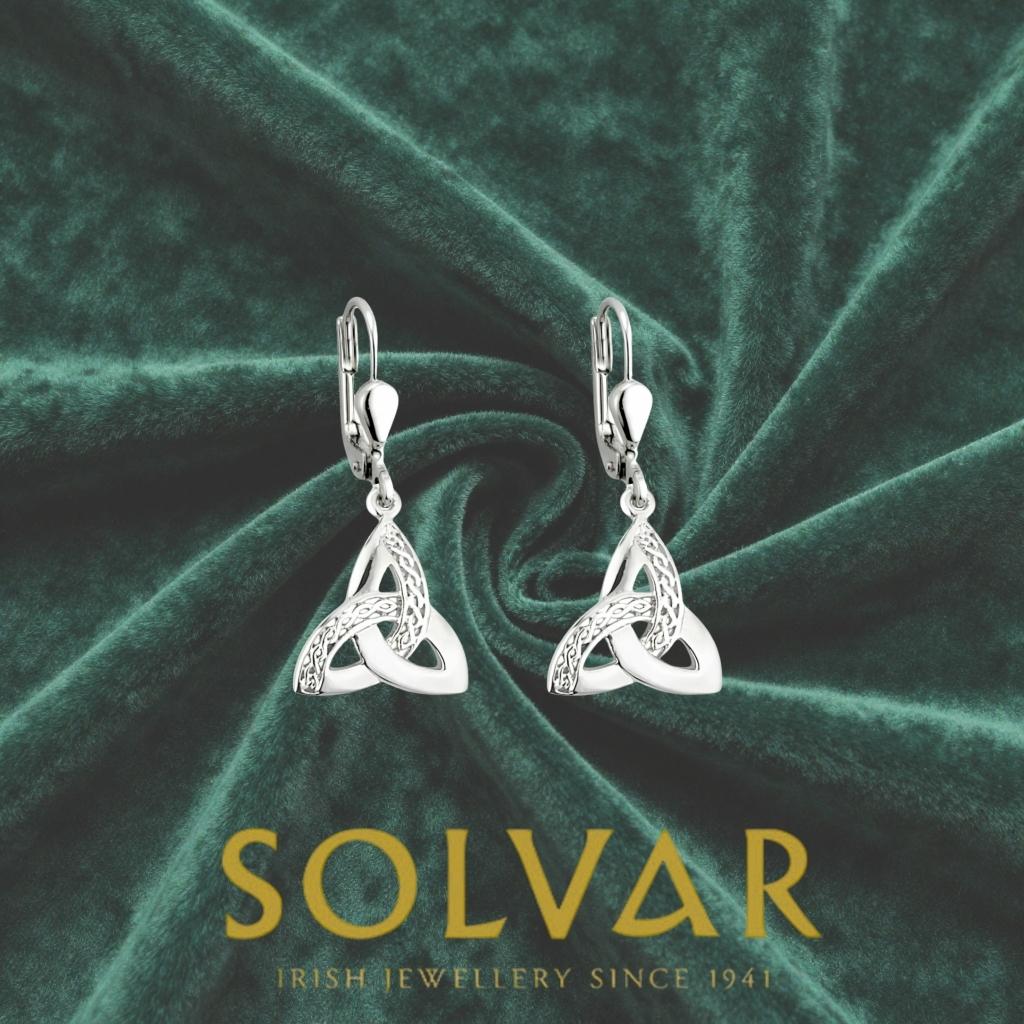Sterling Silver Filigree Celtic Knot Trinity Drop Earrings