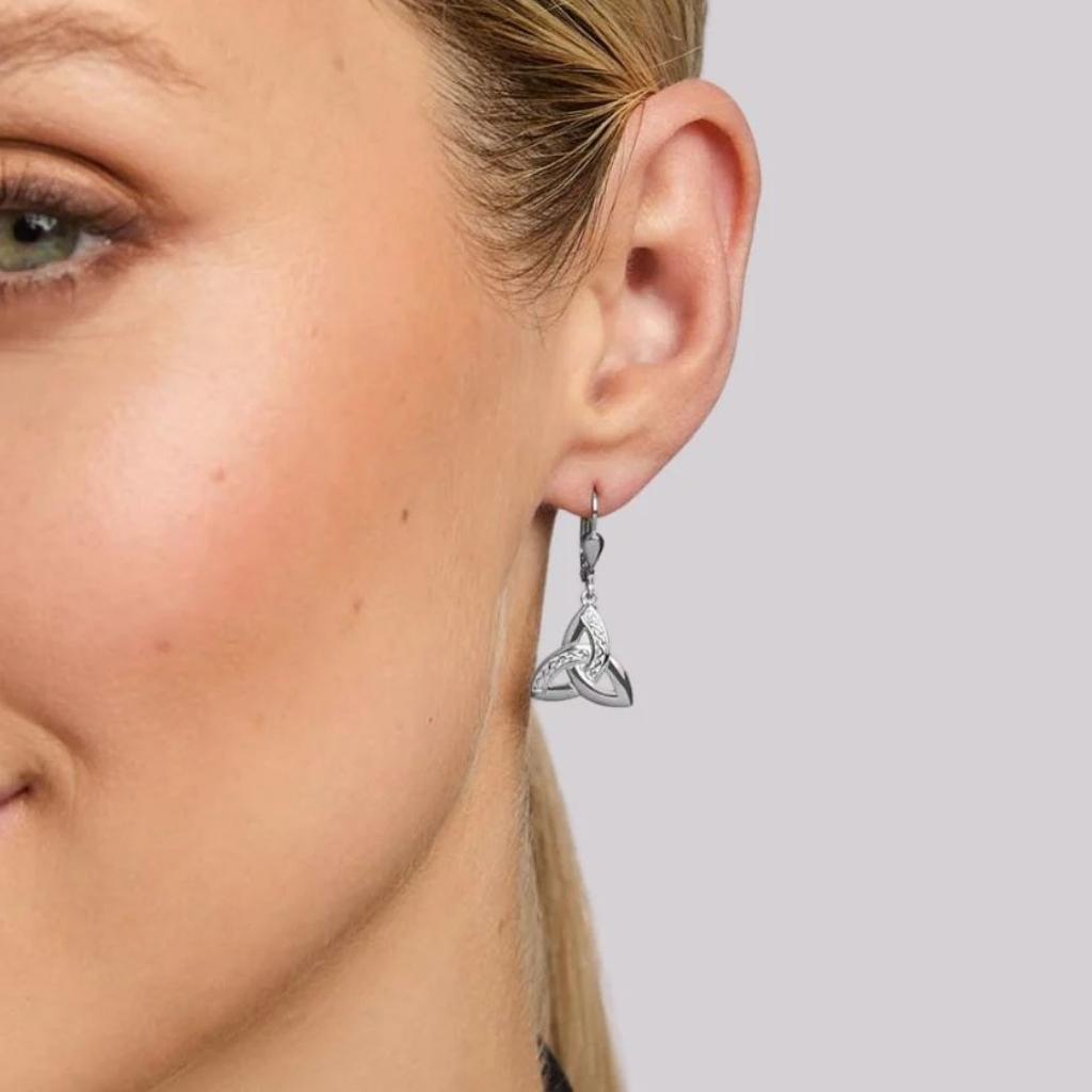 Sterling Silver Filigree Celtic Knot Trinity Drop Earrings