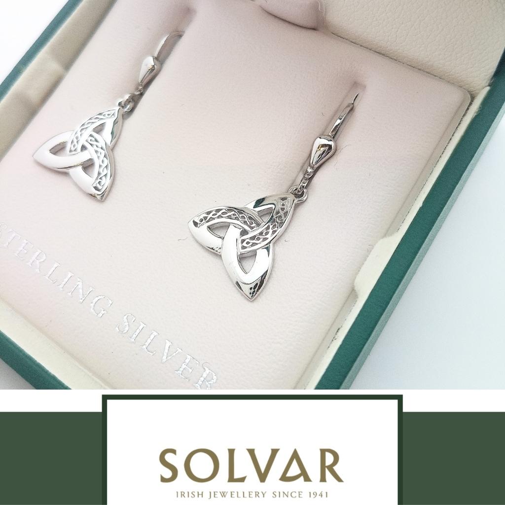 Sterling Silver Filigree Celtic Knot Trinity Drop Earrings