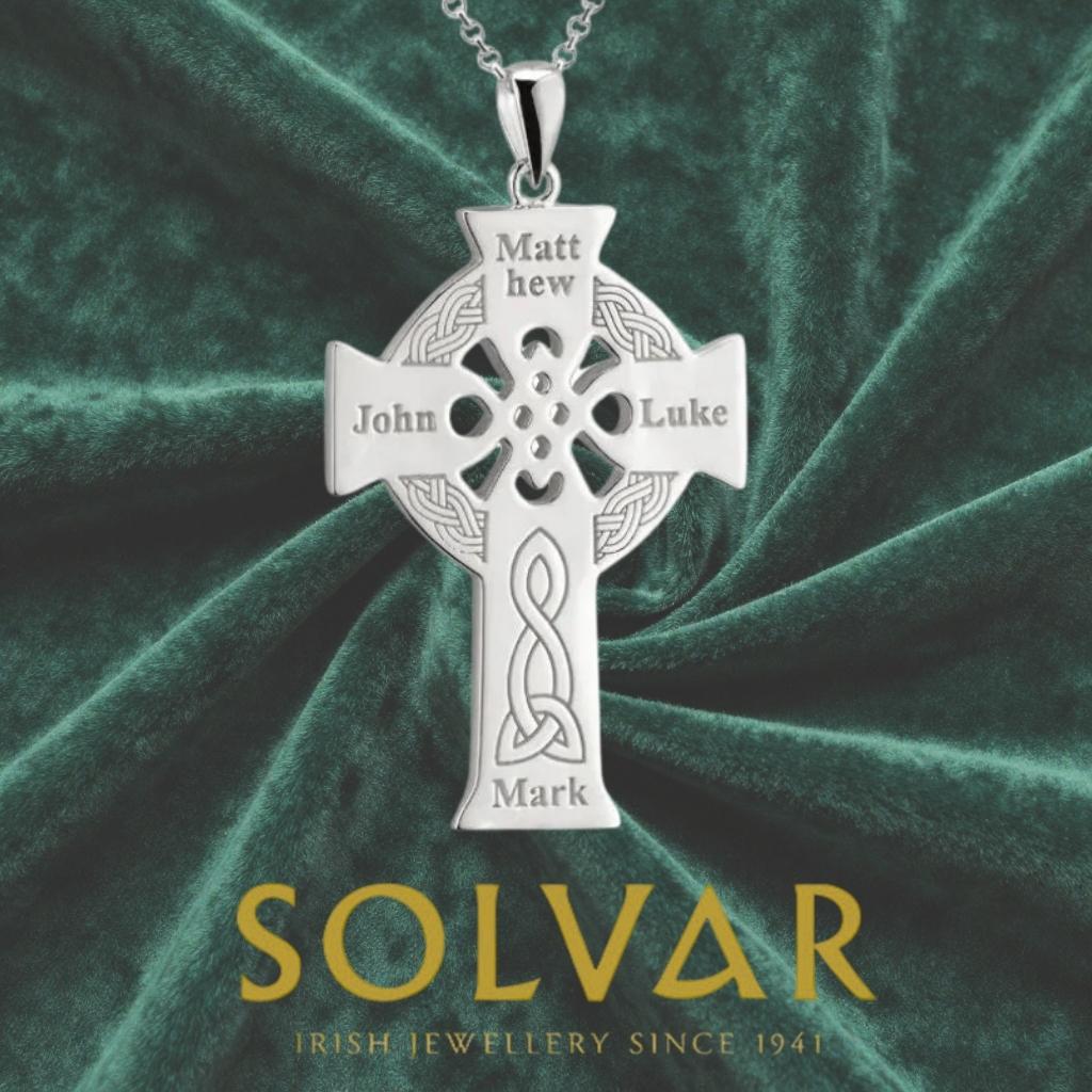 Sterling Silver Four Apostles Celtic Cross Necklace- Large