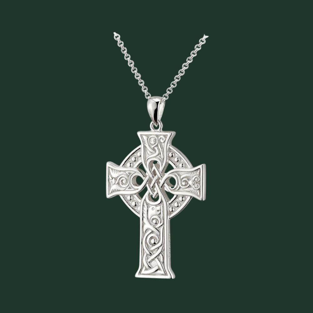 Sterling Silver Four Apostles Celtic Cross Necklace - Large