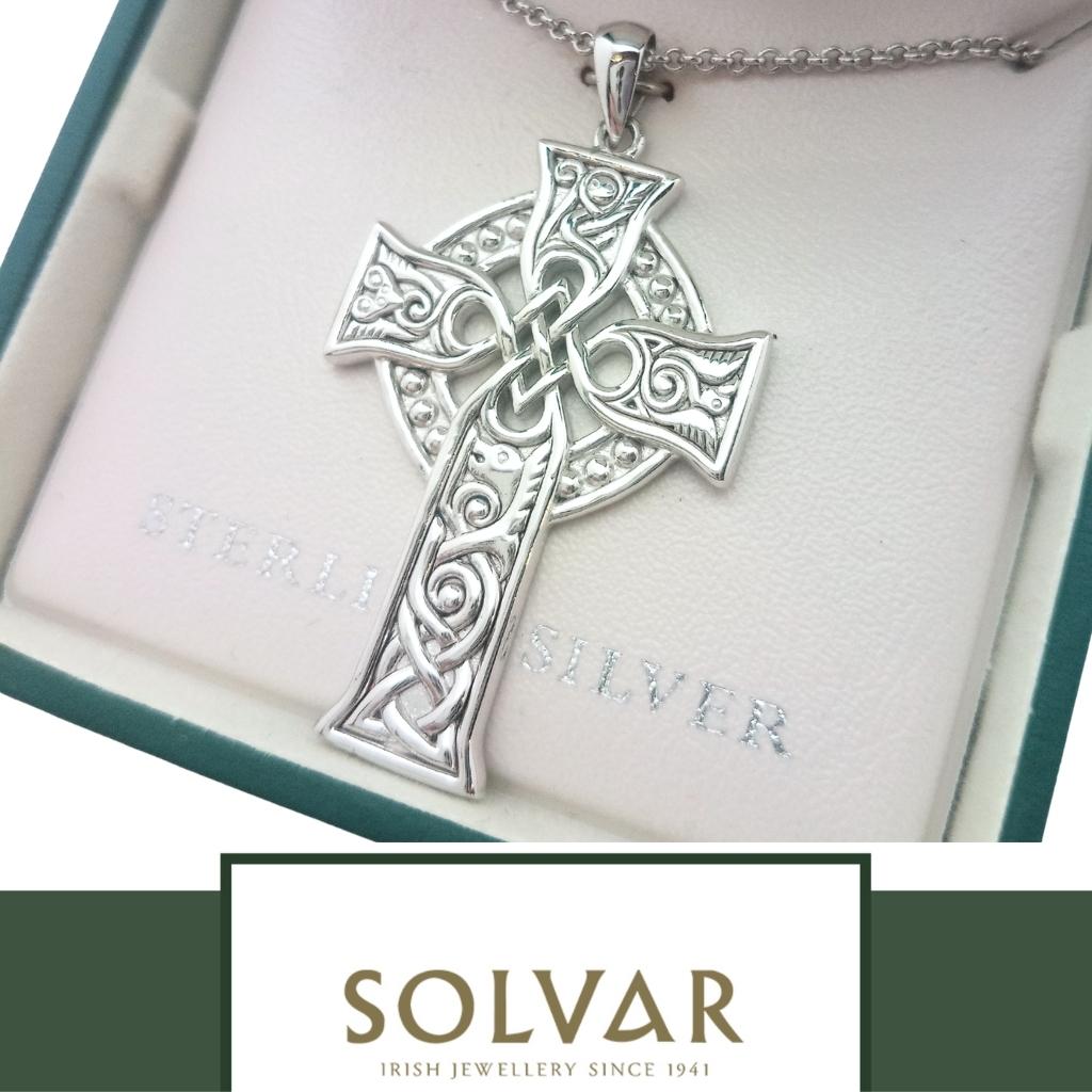Sterling Silver Four Apostles Celtic Cross Necklace- Large