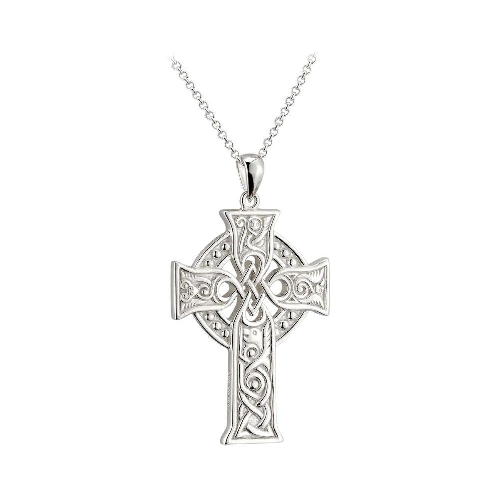 Sterling Silver Four Apostles Celtic Cross Necklace - Large