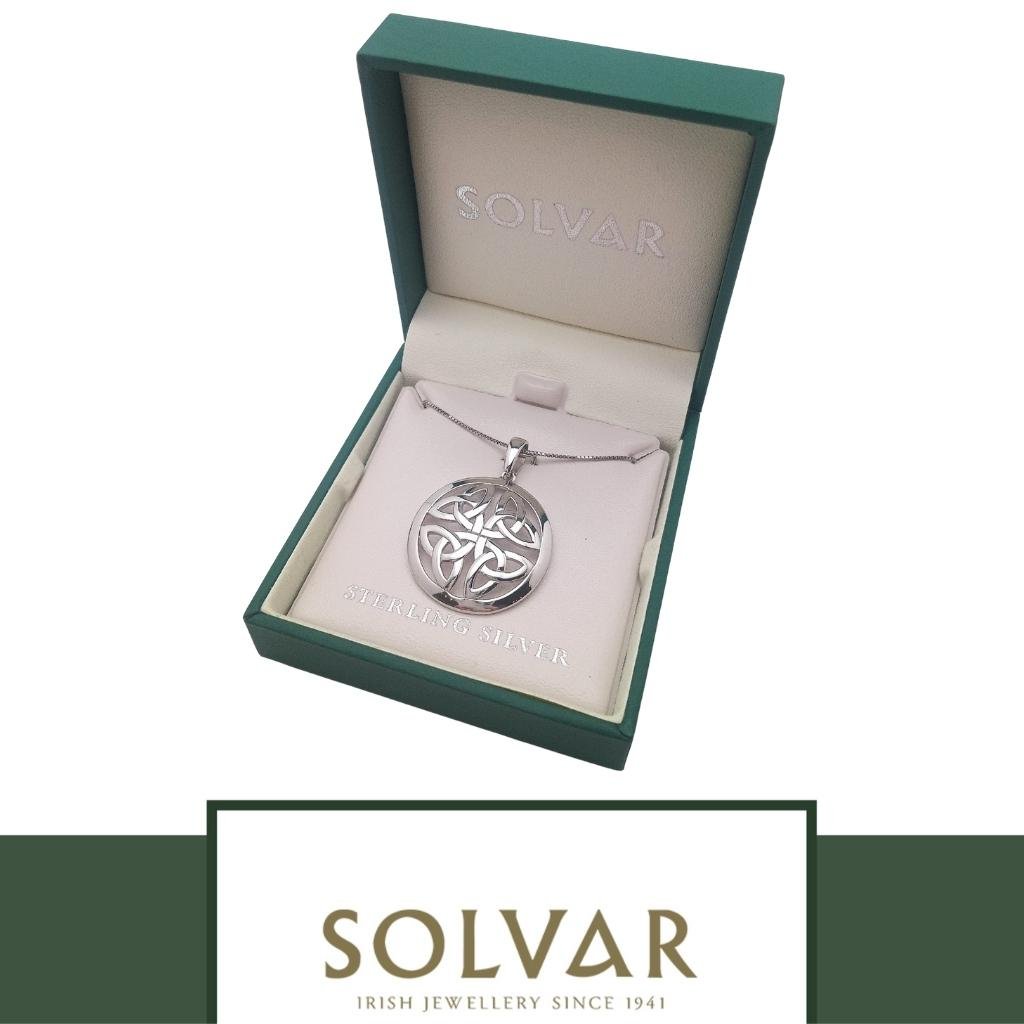 Sterling Silver Four Trinity Knot Disc Necklace