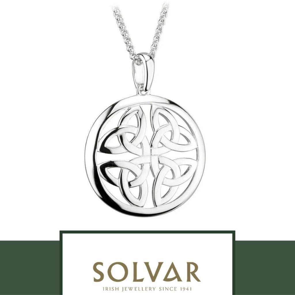 Sterling Silver Four Trinity Knot Disc Necklace