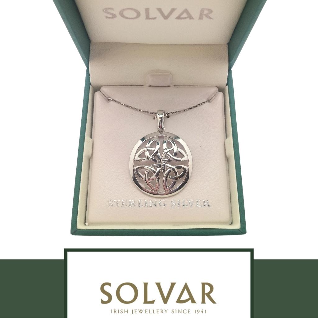 Sterling Silver Four Trinity Knot Disc Necklace