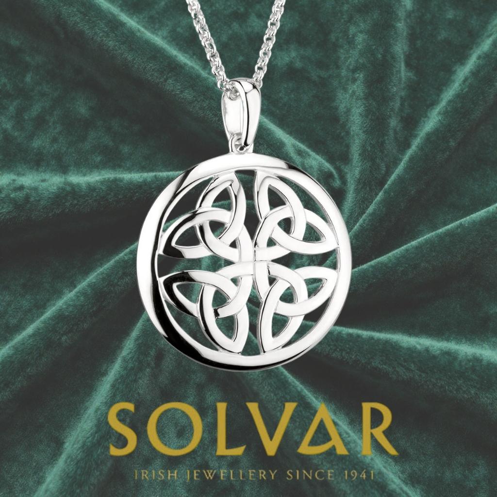 Sterling Silver Four Trinity Knot Disc Necklace