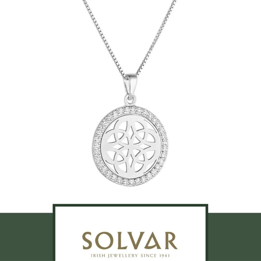 Sterling Silver Four Trinity Round Celtic Knot Necklace