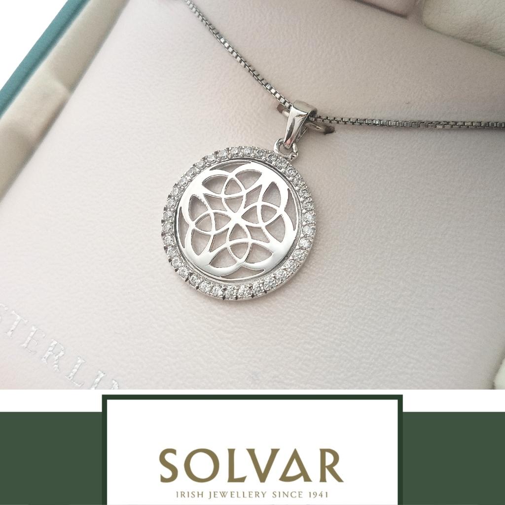 Sterling Silver Four Trinity Round Celtic Knot Necklace