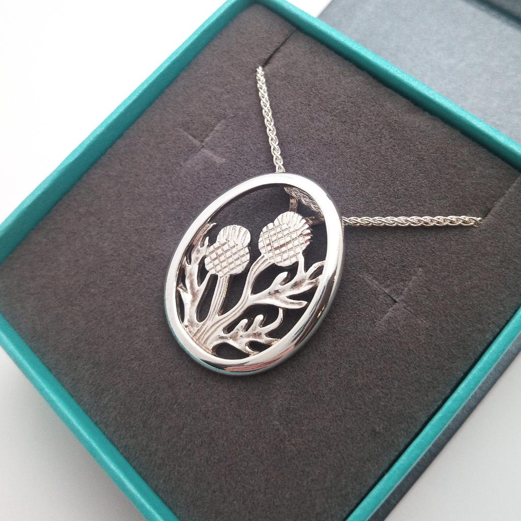 Sterling Silver Framed Scottish Thistle Pendant
