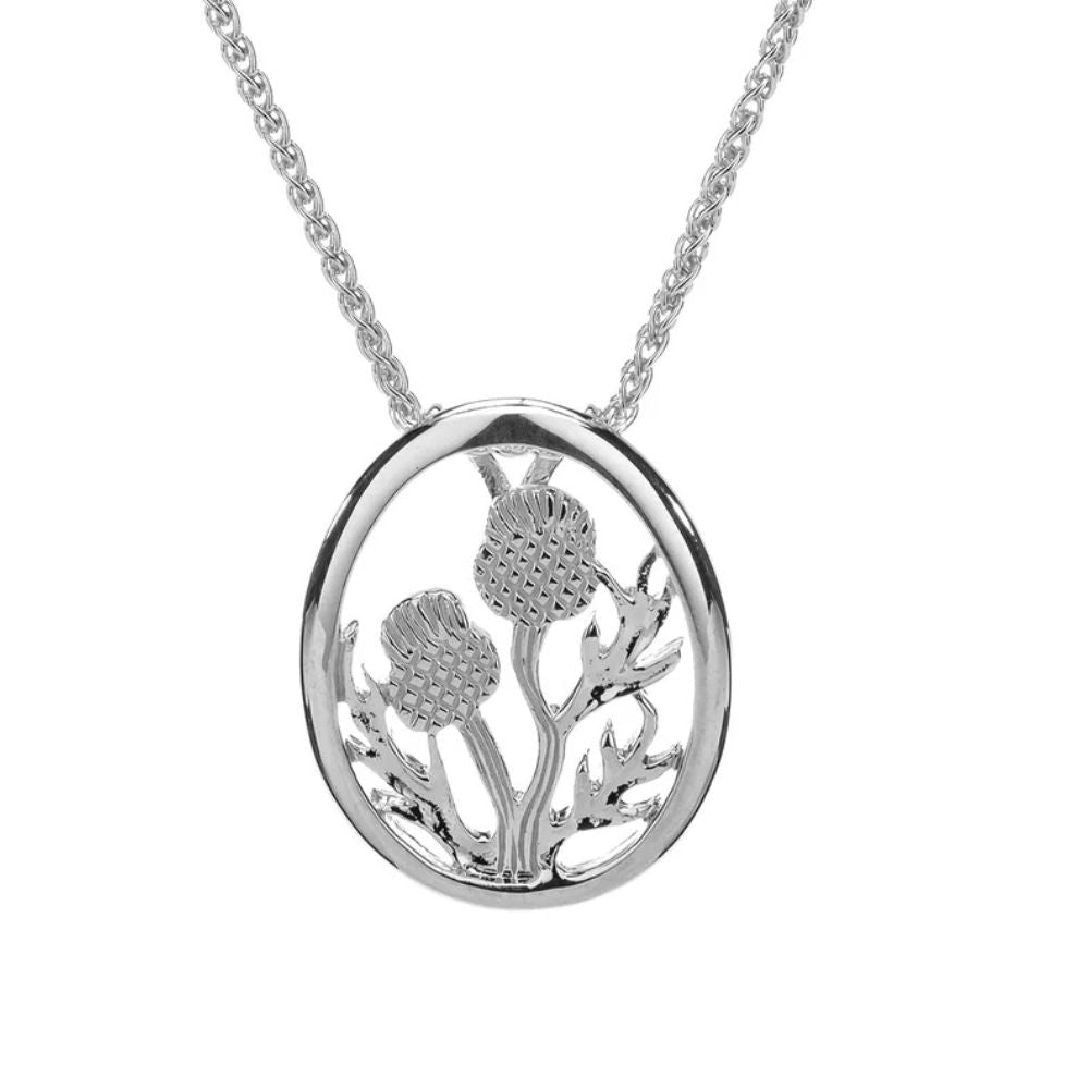 Sterling Silver Framed Scottish Thistle Pendant - The Celtic Gift Store - Necklaces