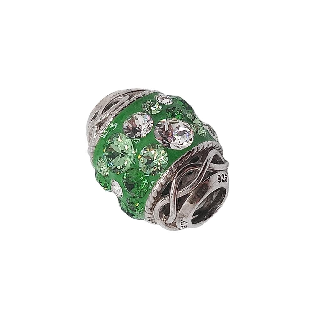 Sterling Silver Green Crystal Embellished Celtic Knot Bead