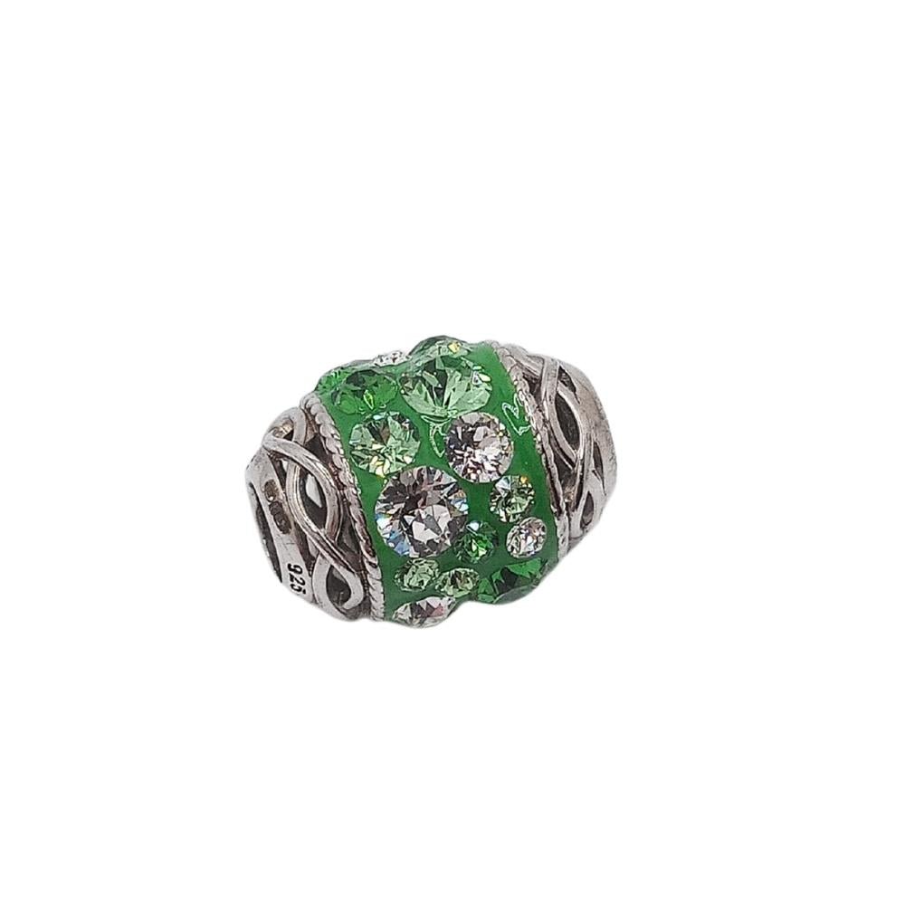 Sterling Silver Green Crystal Embellished Celtic Knot Bead