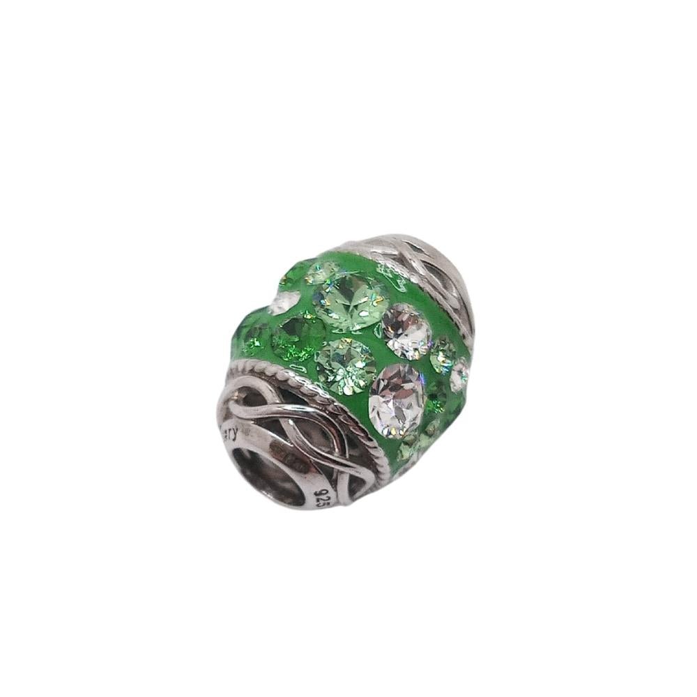 Sterling Silver Green Crystal Embellished Celtic Knot Bead