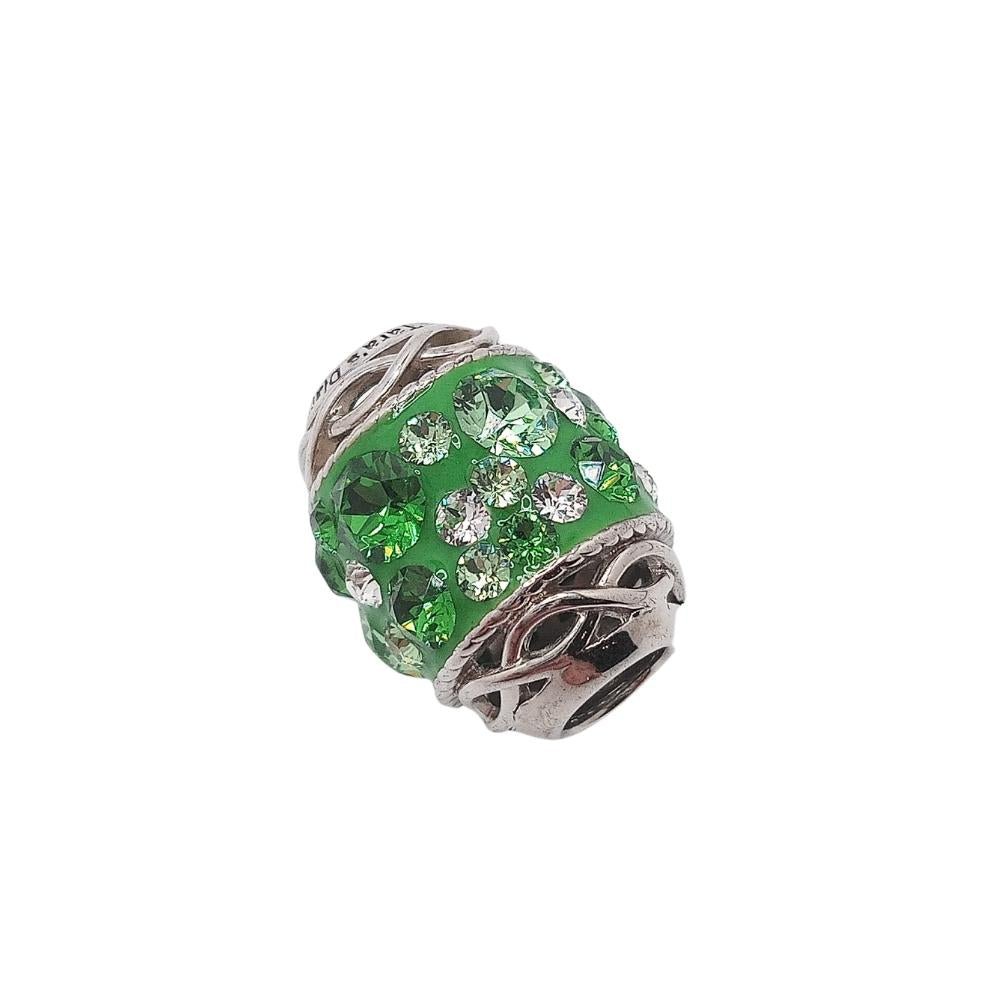 Sterling Silver Green Crystal Embellished Celtic Knot Bead