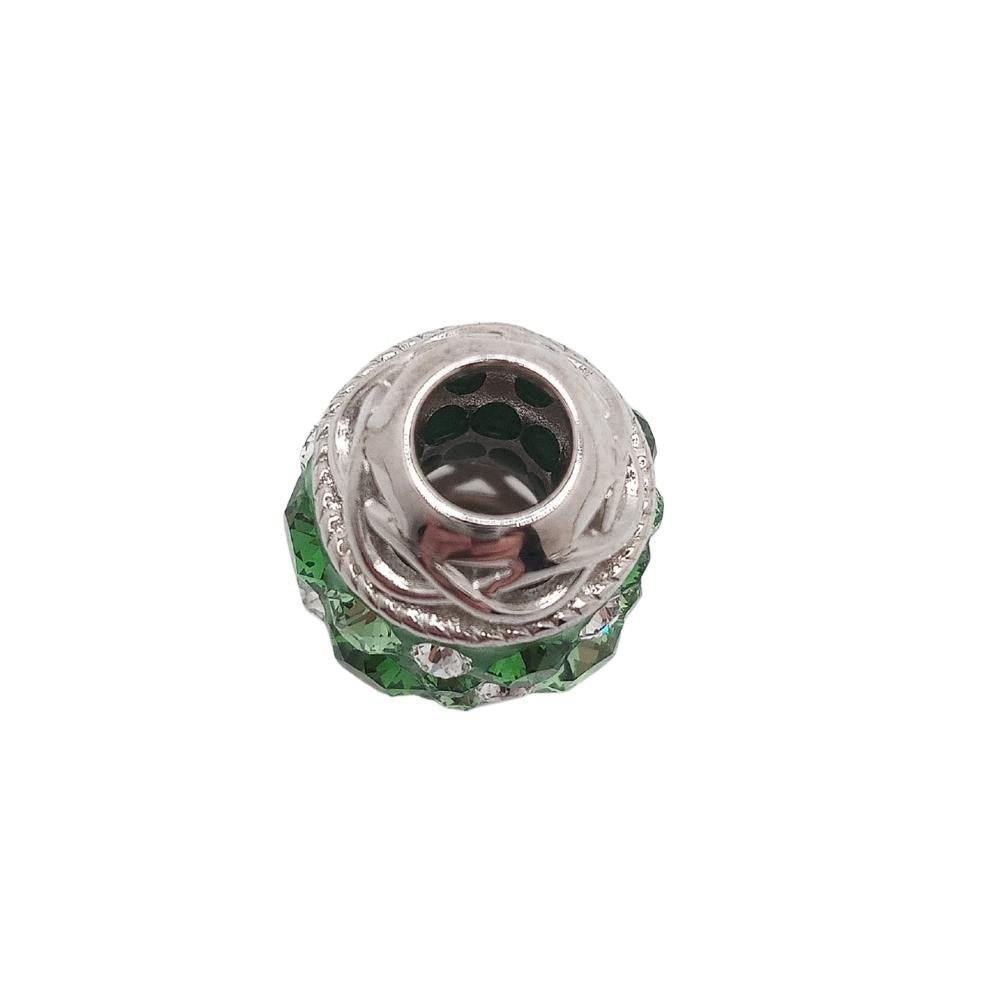 Sterling Silver Green Crystal Embellished Celtic Knot Bead