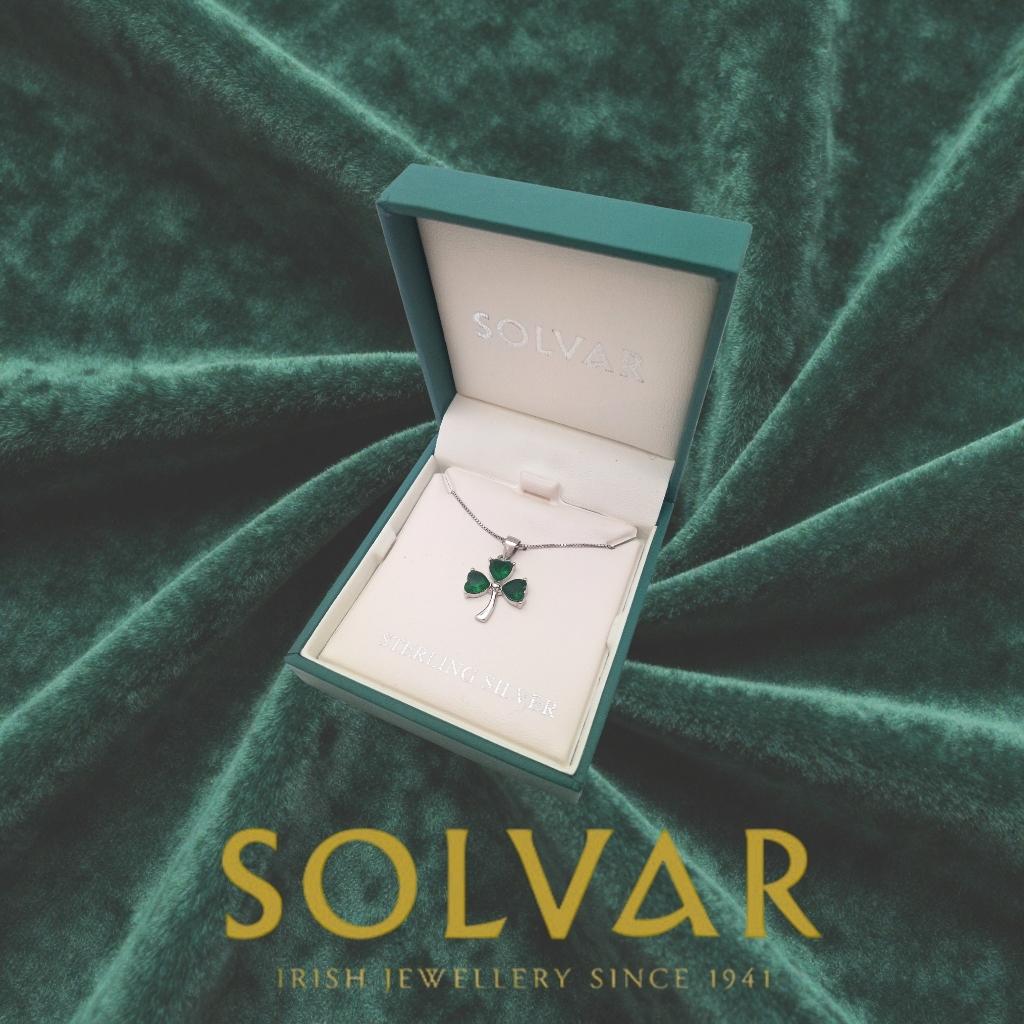 Sterling Silver Green Cubic Zirconia Shamrock Necklace