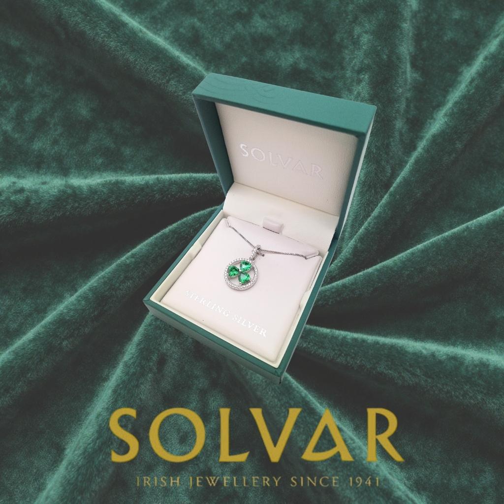 Sterling Silver Green Cubic Zirconia Shamrock Necklace