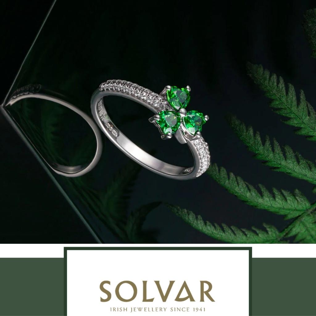 Sterling Silver Green Cubic Zirconia Shamrock Ring