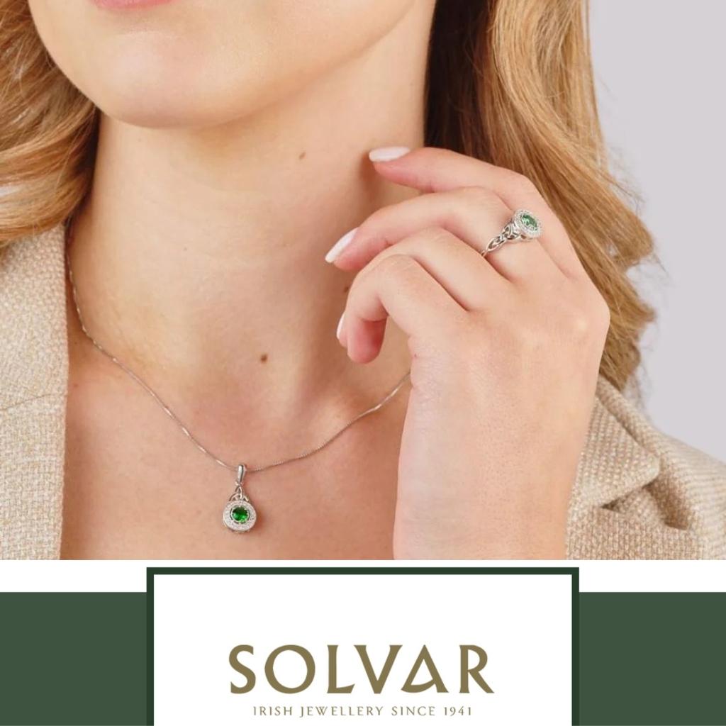 Sterling Silver Green Cubic Zirconia Trinity Knot Necklace