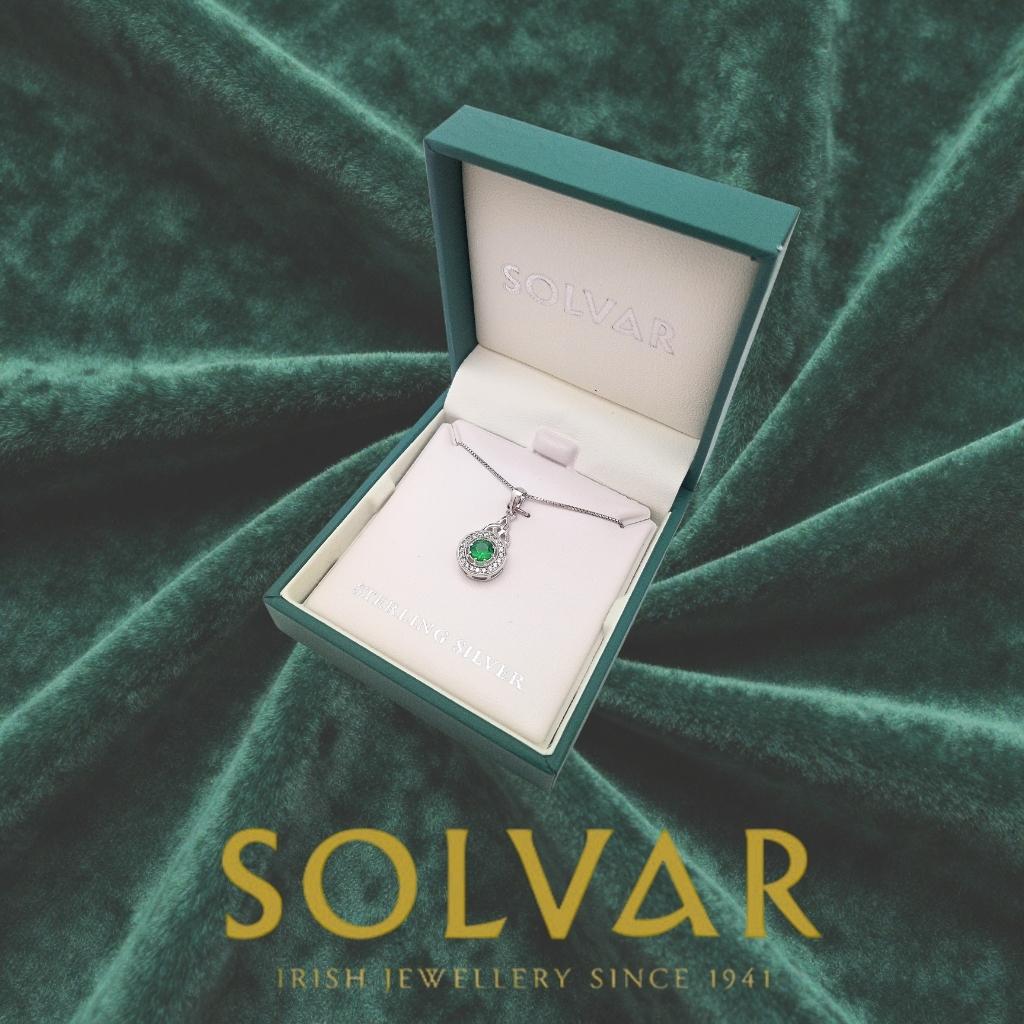 Sterling Silver Green Cubic Zirconia Trinity Knot Necklace