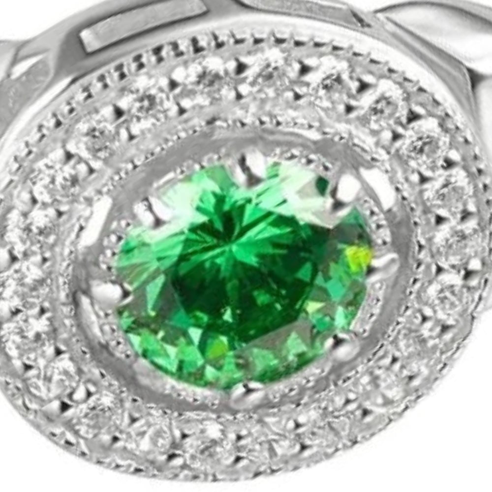 Sterling Silver Green Cubic Zirconia Trinity Knot Ring